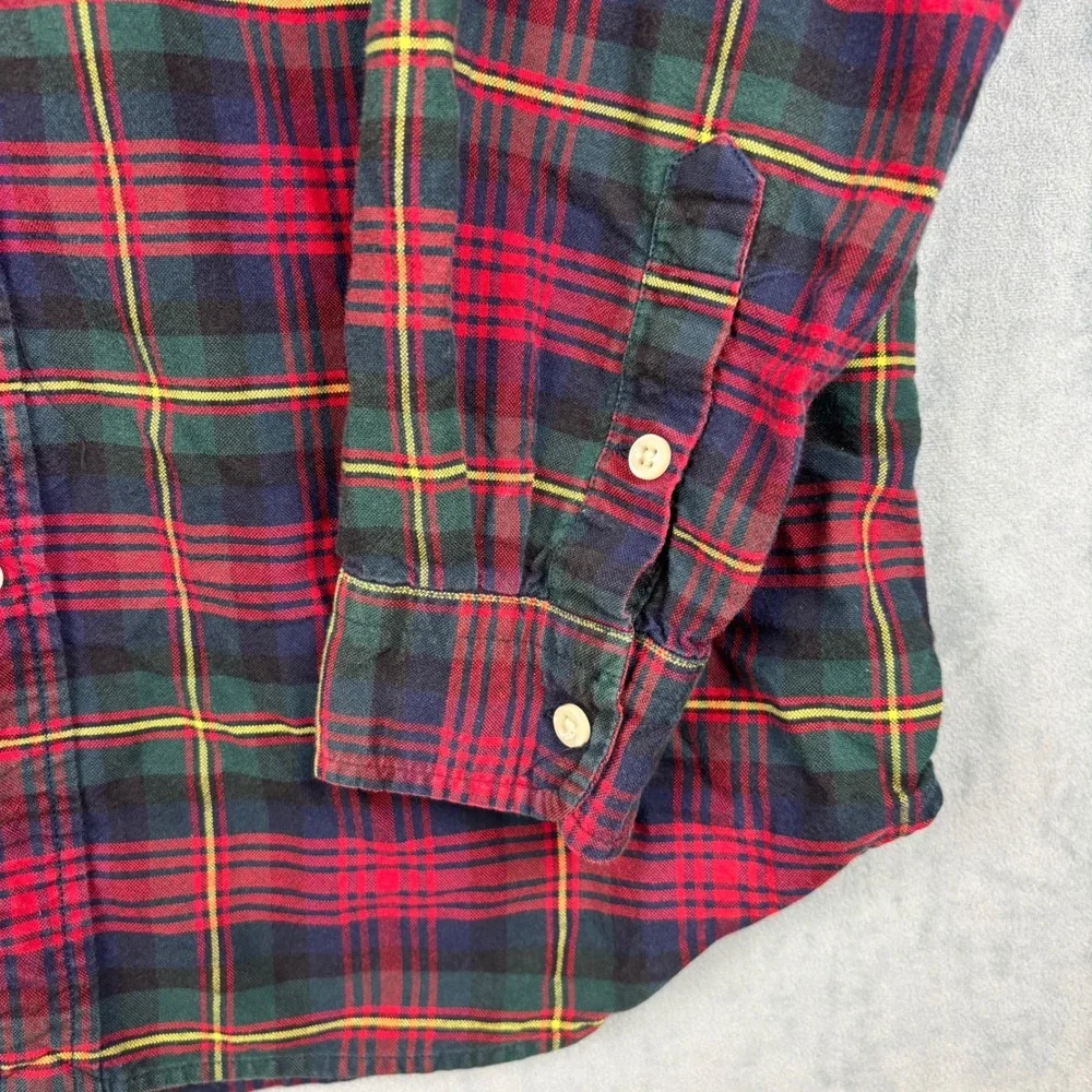 Ralph Lauren Boys XL 18-20 Red Green Plaid Cotton Button Down Shirt Pony Logo